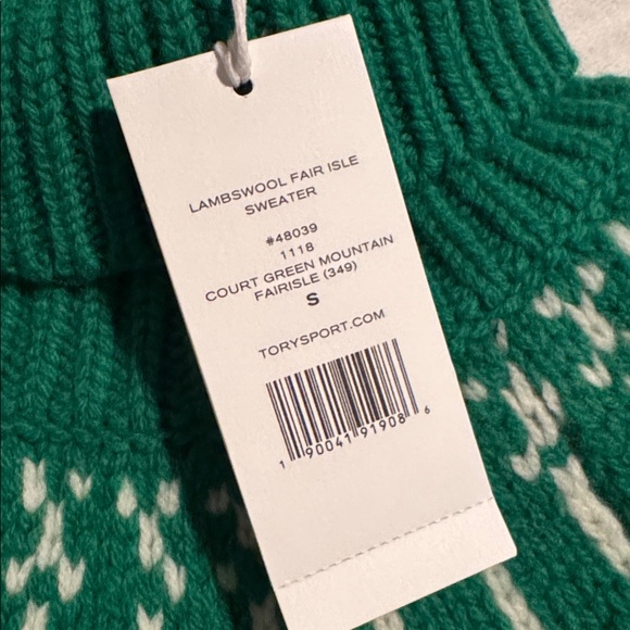 Tory Sport Court Green Mountain Fairisle Lambswool Sweater. Size Small.  NWT - Picture 4 of 10